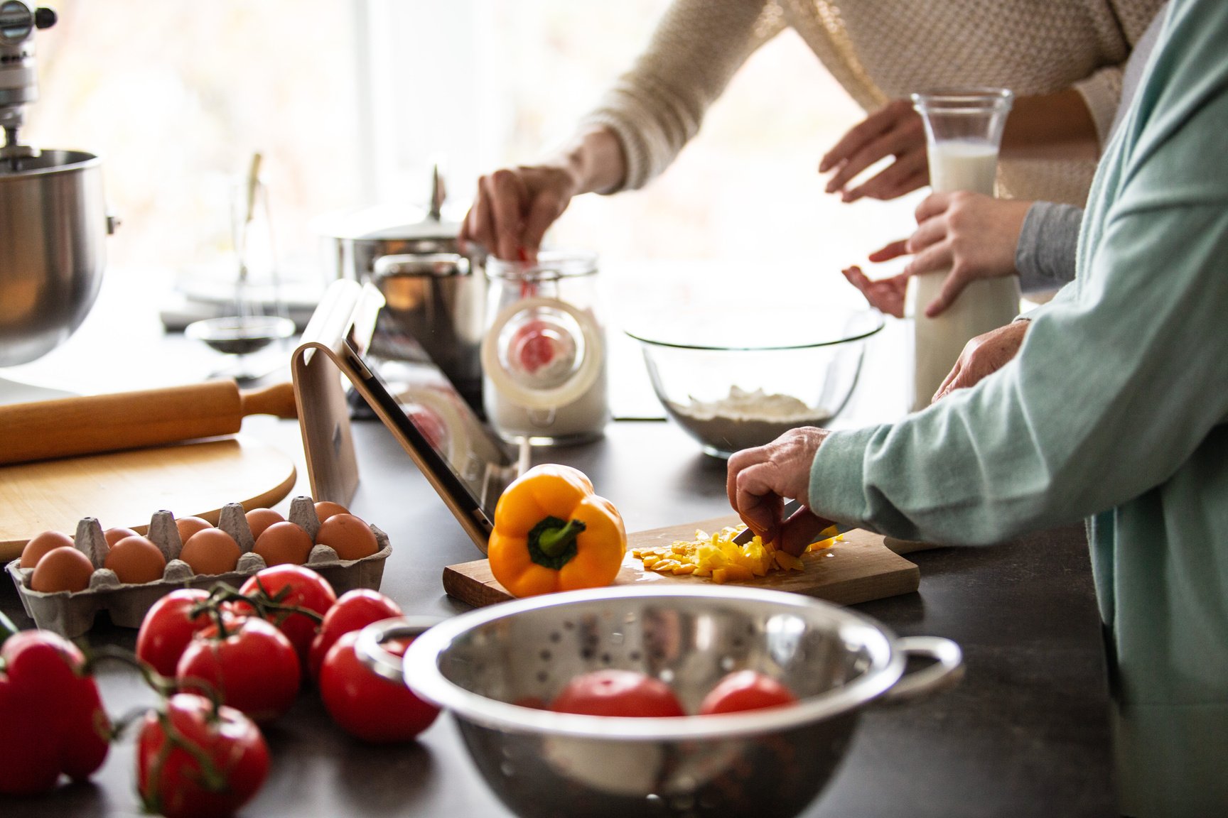 Family cooking together